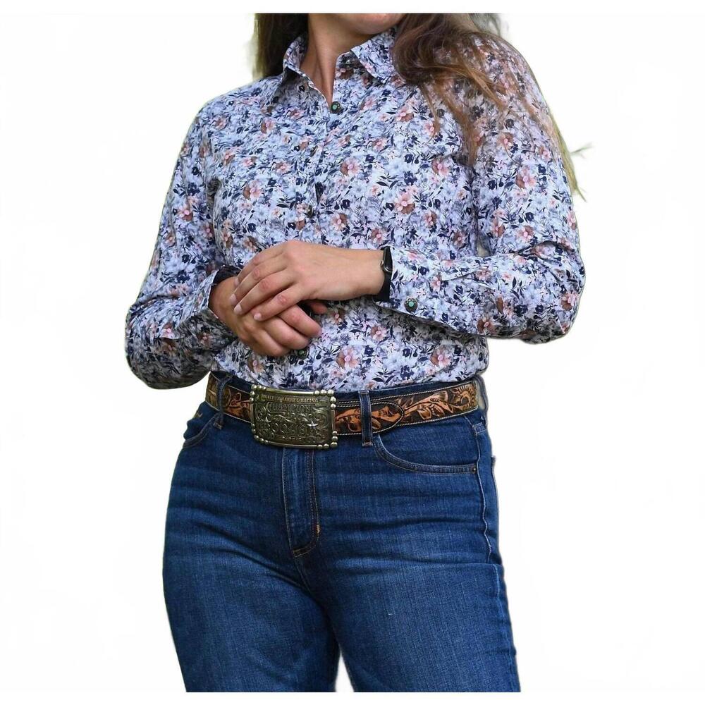 NEW MADISON CREEK OUTFITTERS claire floral shirt in blue flower
